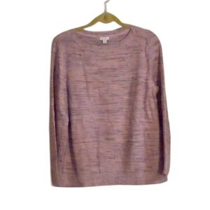 J Jill Pure Jill Space Dyed Textured Boatneck Sweater Large Pink Black NWT $99